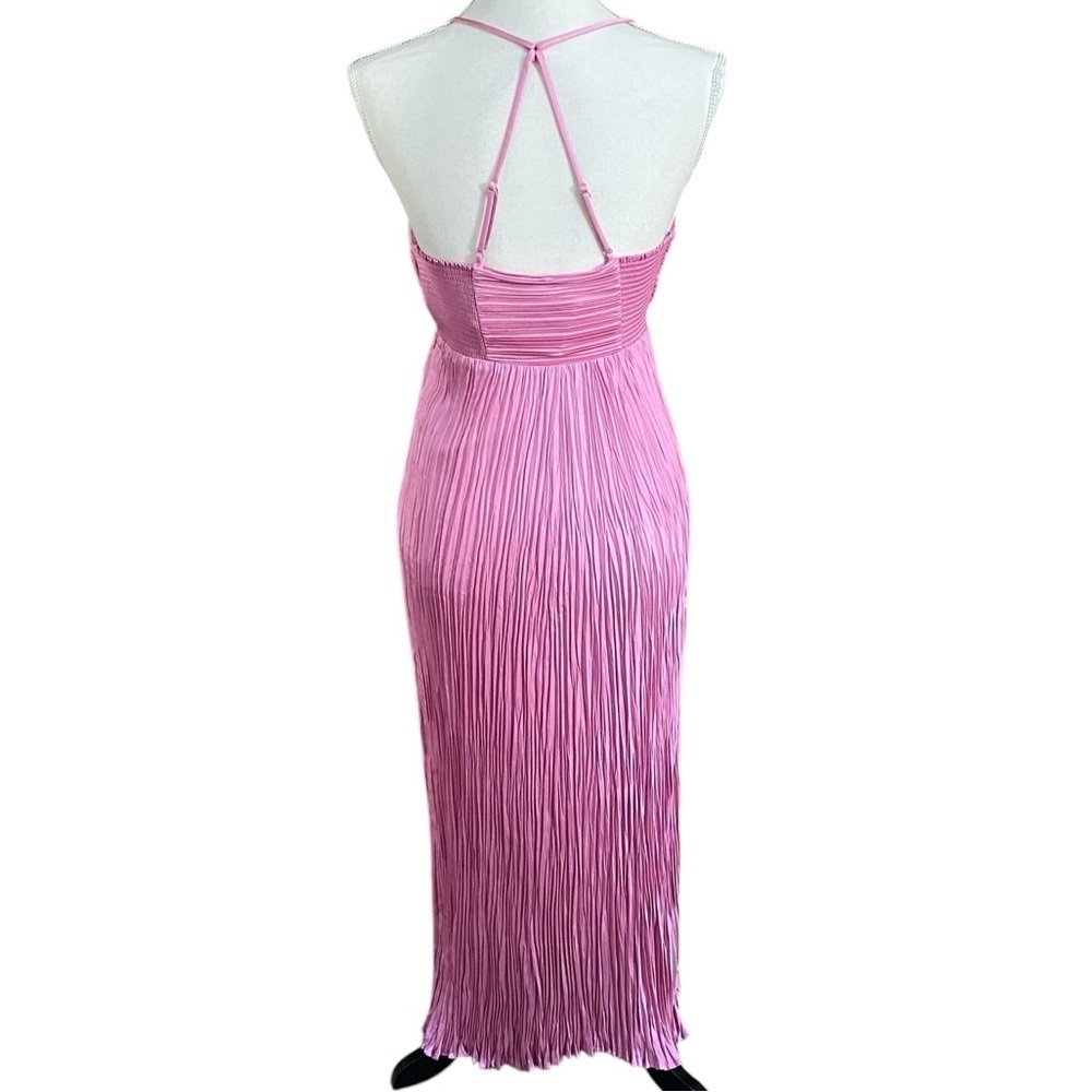 A.L.C. Angelina NWT Pleated Satin Halter Midi Dress Chateau Rose Size 4 - Picture 13 of 16